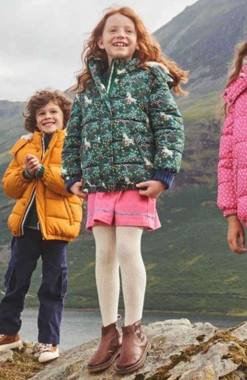 Mini Boden Deep Green Unicorn Meadow 2-in-1 Padded Puffer Coat and Vest 7-8 Yrs
